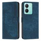 For vivo Y78 / vivo Y36 Skin Feel Stripe Pattern Leather Phone Case with Lanyard(Blue) - 1