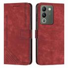 For vivo Y200 Skin Feel Stripe Pattern Leather Phone Case with Lanyard(Red) - 1