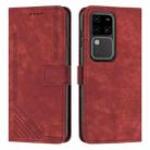 For vivo S18 / S18 Pro Skin Feel Stripe Pattern Leather Phone Case with Lanyard(Red) - 1
