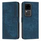 For vivo S18 / S18 Pro Skin Feel Stripe Pattern Leather Phone Case with Lanyard(Blue) - 1