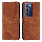 For vivo Y100 IDN Skin Feel Stripe Pattern Leather Phone Case with Lanyard(Brown) - 1