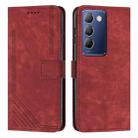 For vivo Y100 IDN Skin Feel Stripe Pattern Leather Phone Case with Lanyard(Red) - 1