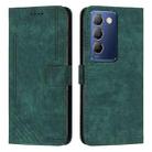 For vivo Y100 IDN Skin Feel Stripe Pattern Leather Phone Case with Lanyard(Green) - 1