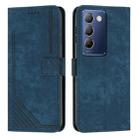 For vivo Y100 IDN Skin Feel Stripe Pattern Leather Phone Case with Lanyard(Blue) - 1