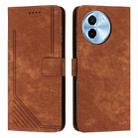 For vivo Y38 5G Skin Feel Stripe Pattern Leather Phone Case with Lanyard(Brown) - 1