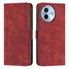 For vivo Y38 5G Skin Feel Stripe Pattern Leather Phone Case with Lanyard(Red) - 1