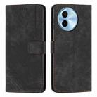 For vivo Y38 5G Skin Feel Stripe Pattern Leather Phone Case with Lanyard(Black) - 1