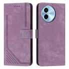 For vivo Y38 5G Skin Feel Stripe Pattern Leather Phone Case with Lanyard(Purple) - 1