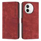 For vivo V30e Skin Feel Stripe Pattern Leather Phone Case with Lanyard(Red) - 1