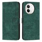 For vivo V30e Skin Feel Stripe Pattern Leather Phone Case with Lanyard(Green) - 1