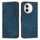 For vivo V30e Skin Feel Stripe Pattern Leather Phone Case with Lanyard(Blue) - 1