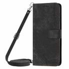 For vivo V30e Skin Feel Stripe Pattern Leather Phone Case with Lanyard(Black) - 2
