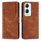 For vivo Y03 / Y18 / Y18e Skin Feel Stripe Pattern Leather Phone Case with Lanyard(Brown) - 1