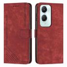 For vivo Y03 / Y18 / Y18e Skin Feel Stripe Pattern Leather Phone Case with Lanyard(Red) - 1