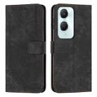 For vivo Y03 / Y18 / Y18e Skin Feel Stripe Pattern Leather Phone Case with Lanyard(Black) - 1