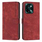 For vivo Y28 4G Skin Feel Stripe Pattern Leather Phone Case with Lanyard(Red) - 1