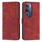 For vivo Y19s Skin Feel Stripe Pattern Leather Phone Case with Lanyard(Red) - 1