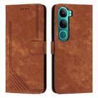 For vivo Y300 Global / V40 Lite IDN Skin Feel Stripe Pattern Leather Phone Case with Lanyard(Brown) - 1