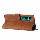 For vivo Y300 Global / V40 Lite IDN Skin Feel Stripe Pattern Leather Phone Case with Lanyard(Brown) - 3