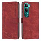 For vivo Y300 Global / V40 Lite IDN Skin Feel Stripe Pattern Leather Phone Case with Lanyard(Red) - 1