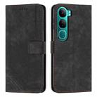 For vivo Y300 Global / V40 Lite IDN Skin Feel Stripe Pattern Leather Phone Case with Lanyard(Black) - 1