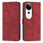 For vivo V40 / V40 Pro / T3 Ultra Skin Feel Stripe Pattern Leather Phone Case with Lanyard(Red) - 1