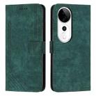 For vivo V40 / V40 Pro / T3 Ultra Skin Feel Stripe Pattern Leather Phone Case with Lanyard(Green) - 1