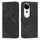 For vivo V40 / V40 Pro / T3 Ultra Skin Feel Stripe Pattern Leather Phone Case with Lanyard(Black) - 1