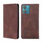 For Motorola Edge 40 Neo 5G Skin Feel Magnetic Leather Phone Case(Dark Brown) - 1