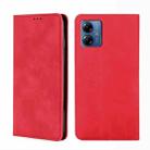 For Motorola Moto G14 4G Skin Feel Magnetic Leather Phone Case(Red) - 1