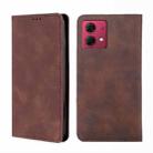 For Motorola Moto G84 5G Skin Feel Magnetic Leather Phone Case(Dark Brown) - 1