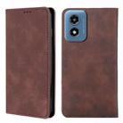 For Motorola Moto G Play 4G 2024 Skin Feel Magnetic Leather Phone Case(Dark Brown) - 1