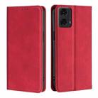 For Motorola Moto G24 4G Skin Feel Magnetic Leather Phone Case(Red) - 1