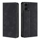 For Motorola Moto G24 4G Skin Feel Magnetic Leather Phone Case(Black) - 1