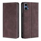 For Motorola Moto G34 5G Skin Feel Magnetic Leather Phone Case(Dark Brown) - 1