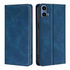 For Motorola Moto G34 5G Skin Feel Magnetic Leather Phone Case(Blue) - 1