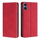 For Motorola Moto G34 5G Skin Feel Magnetic Leather Phone Case(Red) - 1