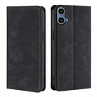 For Motorola Moto G34 5G Skin Feel Magnetic Leather Phone Case(Black) - 1