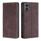 For Motorola Edge 5G 2024 Skin Feel Magnetic Leather Phone Case(Dark Brown) - 1