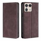For Motorola Edge 50 Ultra Skin Feel Magnetic Leather Phone Case(Dark Brown) - 1