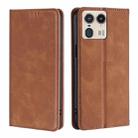 For Motorola Edge 50 Ultra Skin Feel Magnetic Leather Phone Case(Light Brown) - 1
