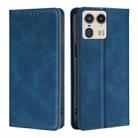 For Motorola Edge 50 Ultra Skin Feel Magnetic Leather Phone Case(Blue) - 1