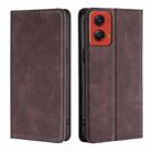For Motorola Moto G Stylus 5G 2024 Skin Feel Magnetic Leather Phone Case(Dark Brown) - 1