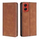 For Motorola Moto G Stylus 5G 2024 Skin Feel Magnetic Leather Phone Case(Light Brown) - 1