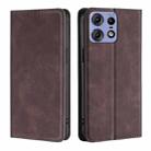 For Motorola Edge 50 Pro 5G Skin Feel Magnetic Leather Phone Case(Dark Brown) - 1
