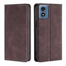 For Motorola Moto G 5G 2024 Skin Feel Magnetic Leather Phone Case(Dark Brown) - 1