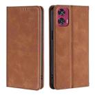 For Motorola Edge 50 Fusion 5G Skin Feel Magnetic Leather Phone Case(Light Brown) - 1