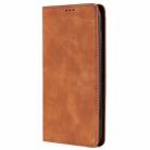 For Motorola Moto G35 5G Skin Feel Magnetic Leather Phone Case(Light Brown) - 2