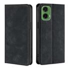 For Motorola Moto G35 5G Skin Feel Magnetic Leather Phone Case(Black) - 1