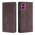 For Motorola Moto G55 5G Skin Feel Magnetic Leather Phone Case(Dark Brown) - 1